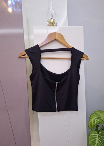 s Beden Siyah Straplez Mini Crop Top