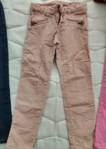 4 Yaş Beden pembe Renk Kemer Detaylı Kız Çocuk Pembe Denim Pantolon