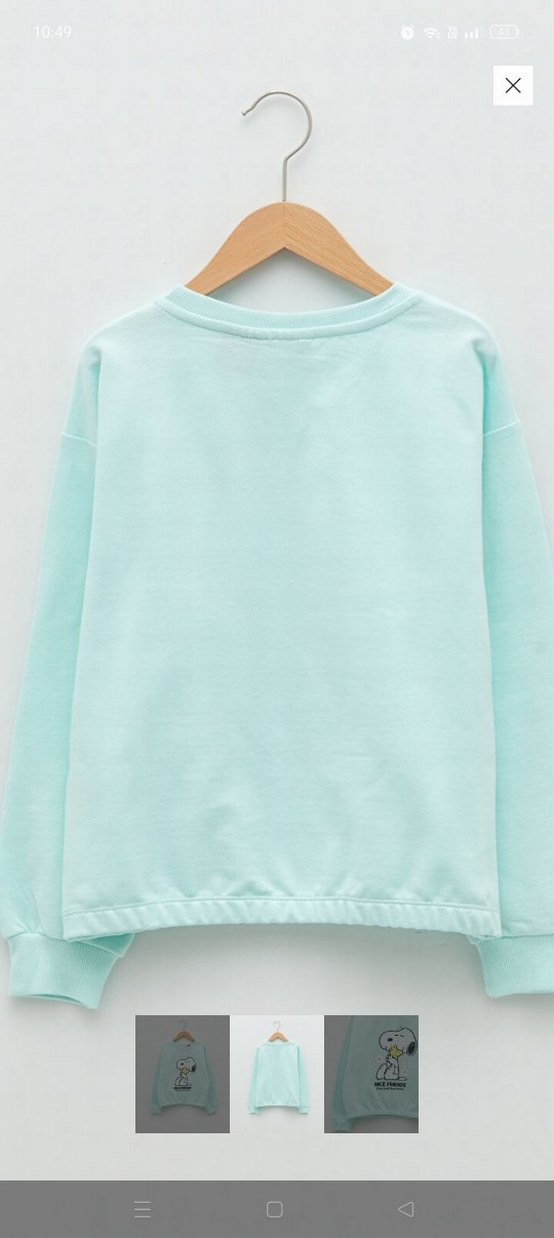 Kız Çocuk Turkuaz Snoopy Baskılı Sweatshirt - Görsel 2