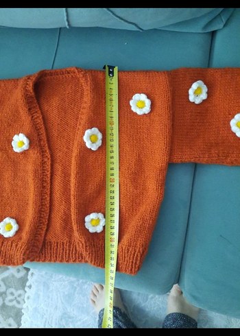 Kızlar için Nakışlı Bohem Kiremit renkHırka - Görsel 3