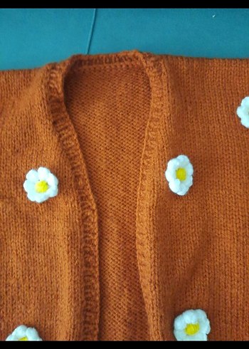 Kızlar için Nakışlı Bohem Kiremit renkHırka - Görsel 6