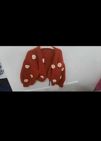 Kızlar için Nakışlı Bohem Kiremit renkHırka - Görsel 4