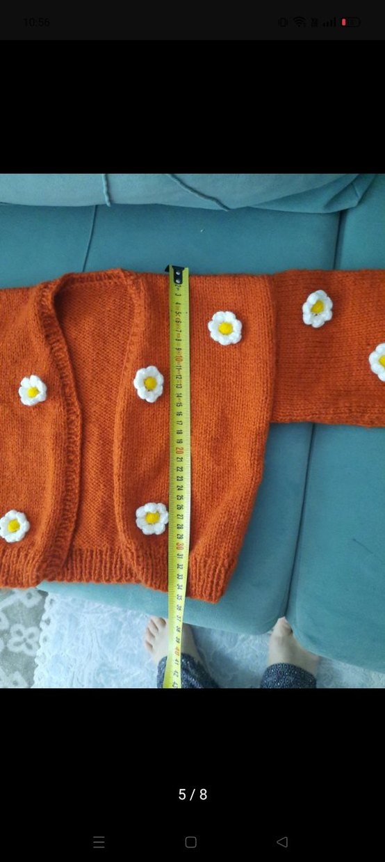 Kızlar için Nakışlı Bohem Kiremit renkHırka - Görsel 3