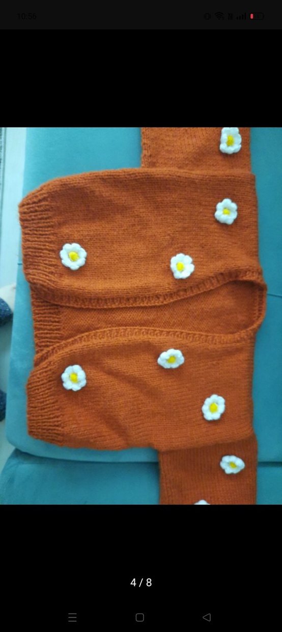 Kızlar için Nakışlı Bohem Kiremit renkHırka - Görsel 2