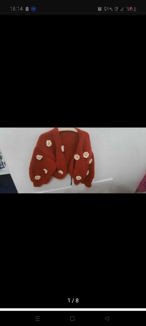 Kızlar için Nakışlı Bohem Kiremit renkHırka - Görsel 4