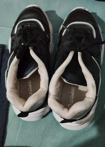 Siyah Elastik Bağcıklı Stiletto Topuklu Spor Ayakkabı - Görsel 3