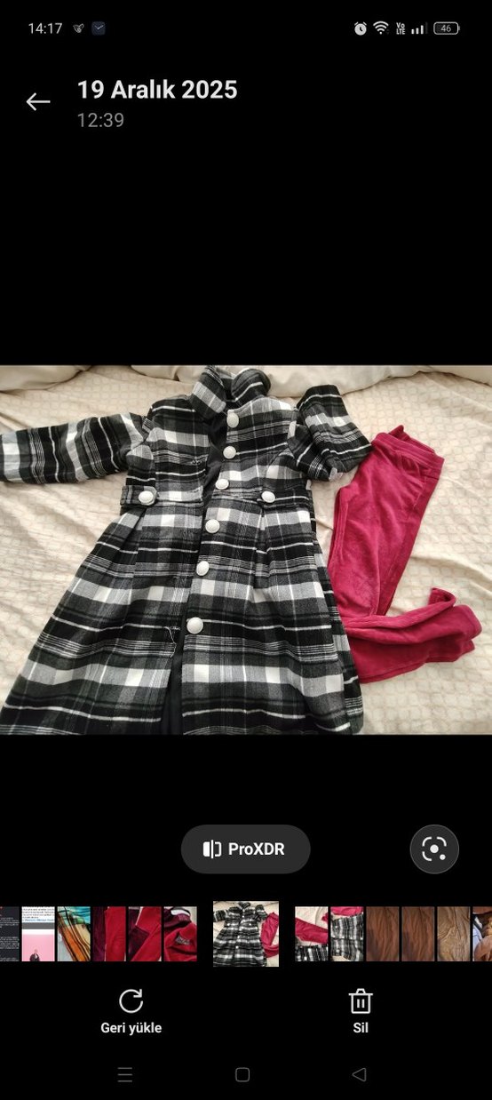 Gri Ekose Düğmeli kız çocuk kaban - Görsel 3