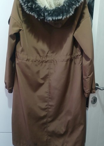 Düğmeli Bej Uzun Kadın Ceket - Görsel 2