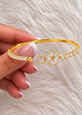Accessorize Altin Cicekli Tasli Zarif Bileklik