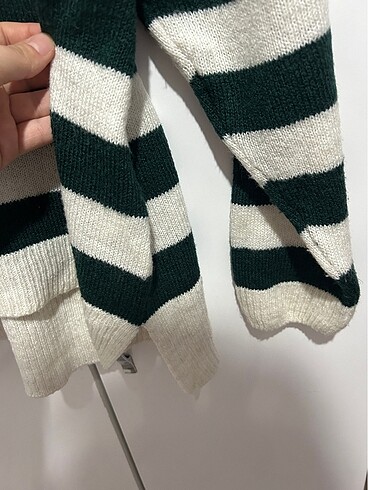 xxl Beden yeşil Renk LCW Basic Yeşil Beyaz Çizgili Sweatshirt