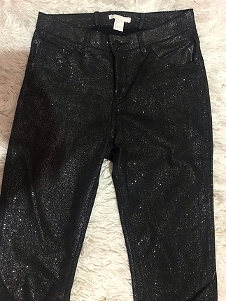 34 Beden siyah Renk H&M simli pantolon