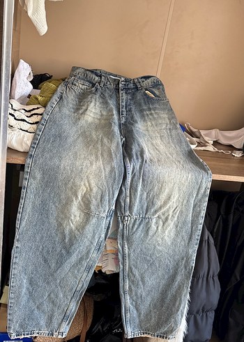 Zara Acik Mavi Rahat Kesim Denim Jean
