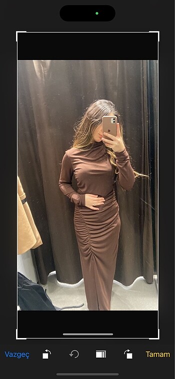 s Beden kahverengi Renk Zara Drapeli Elbise