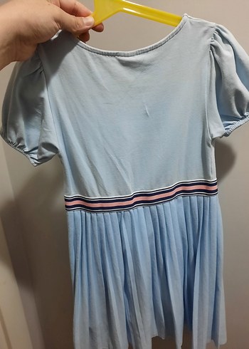LC Waikiki Kız Çocuk Mavi Pilili Kısa Kollu Elbise