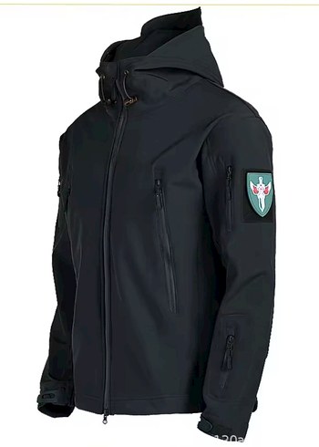 Diğer Siyah Kapusonlu Askeri Taktik Spor Ceket Softshell Mont