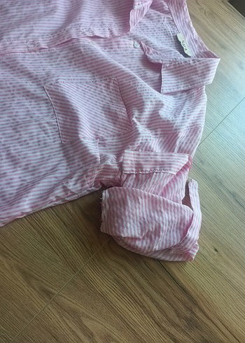 50 Beden pembe Renk Düğmeli Pastel Pembe uzun Kollu Gömlek