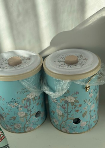 Pastel Mavi Çiçek Desenli Mutfak Kavanozları - Görsel 3