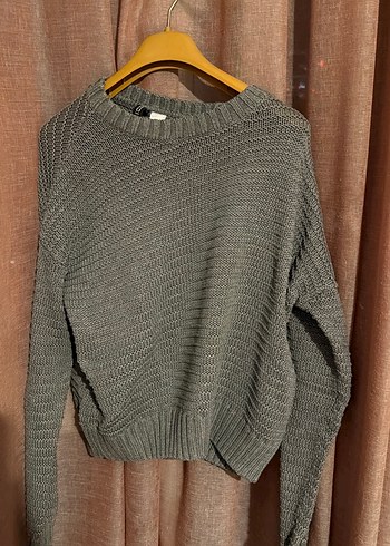 H&M Haki Gri Triko Kazak Rahat Ve Sik