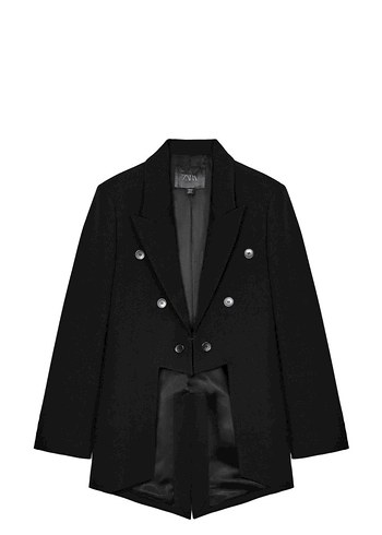 Zara Siyah Kadin Midi Uzunlukta Dugmeli Blazer Ceket