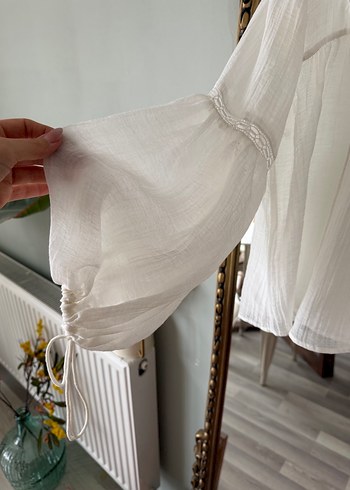 Dantel Detaylı Beyaz Kadın Bluz - Görsel 3