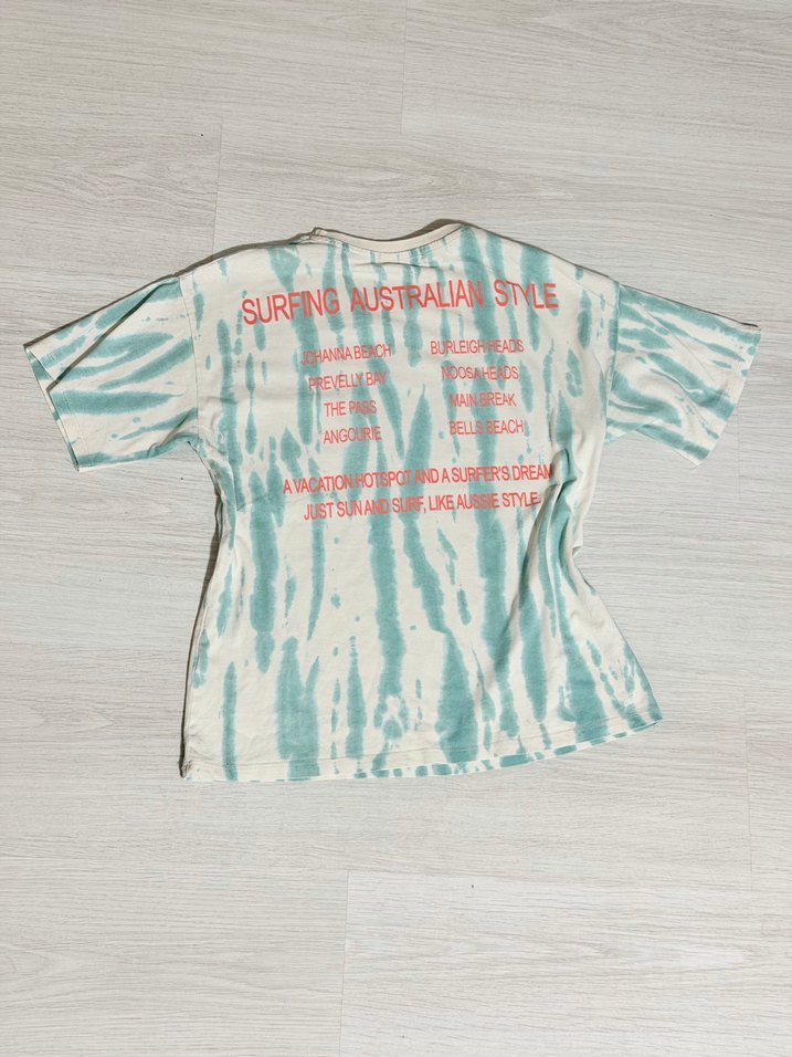 Zara Mint Yeşili Yıkanmış Desenli Rahat Tişört — görsel 2/3