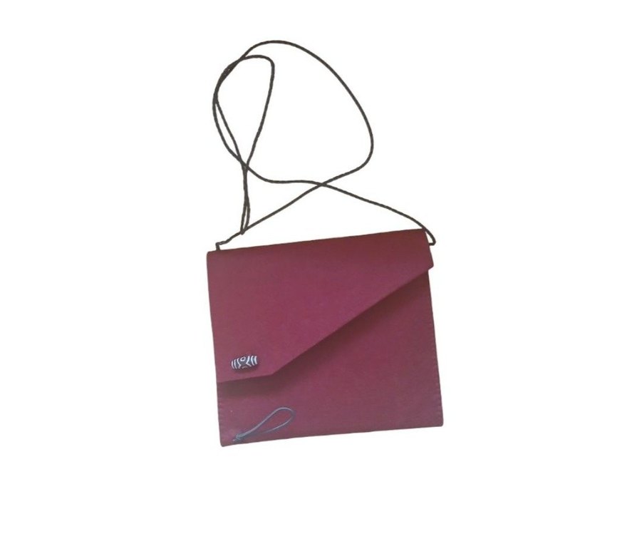 Bordo Süet Nakışlı Kadın Portföy Çanta - Görsel 2