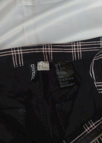 Düğmeli Kahverengi Ekose Kumaş Kadın Pantolon - Görsel 2