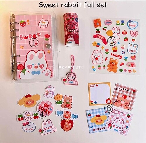 Sweet Rabbit A6 Binder Seti