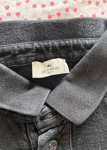 Etro Milano Düğmeli Siyah Keten Polo Tişört - Görsel 2