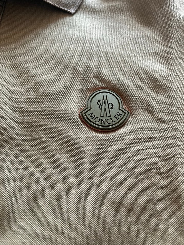 Düğmeli Kısa Kollu Haki Polo Tişört moncler - Görsel 3