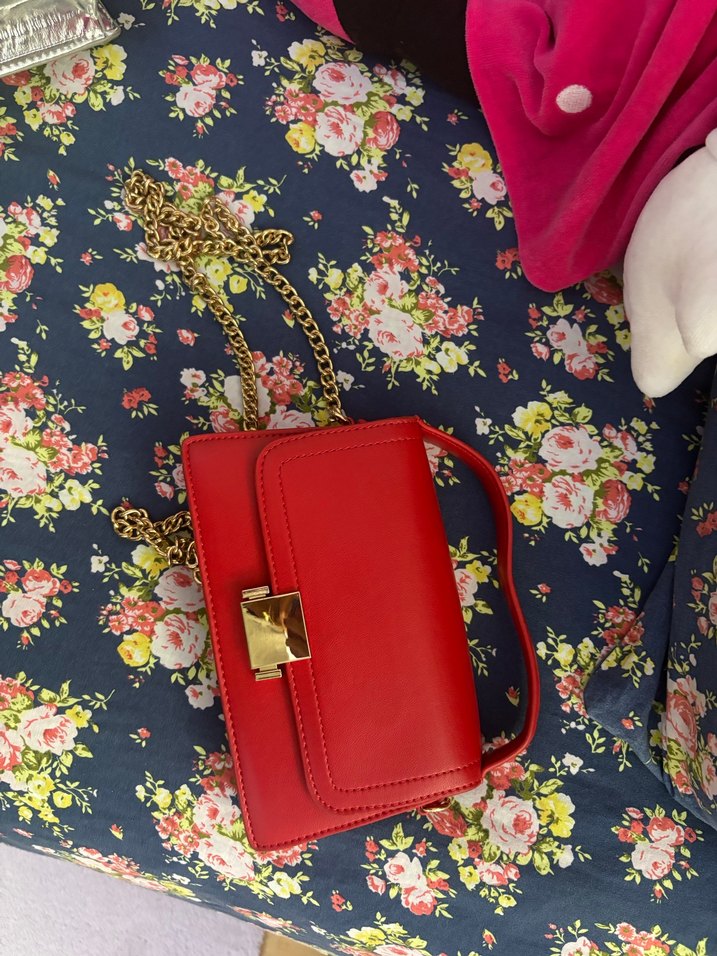 Kırmızı Deri Zincir Detaylı Kadın Çanta - Görsel 2