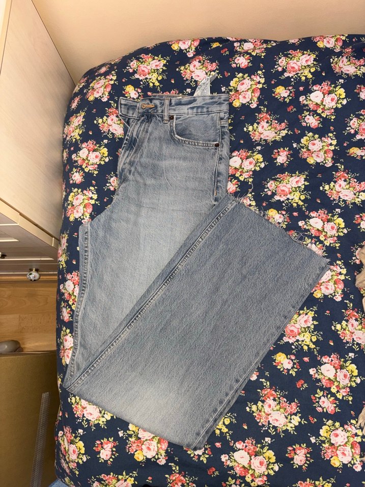 Düğmeli Mavi Midi Kadın Kot Pantolon - Görsel 2