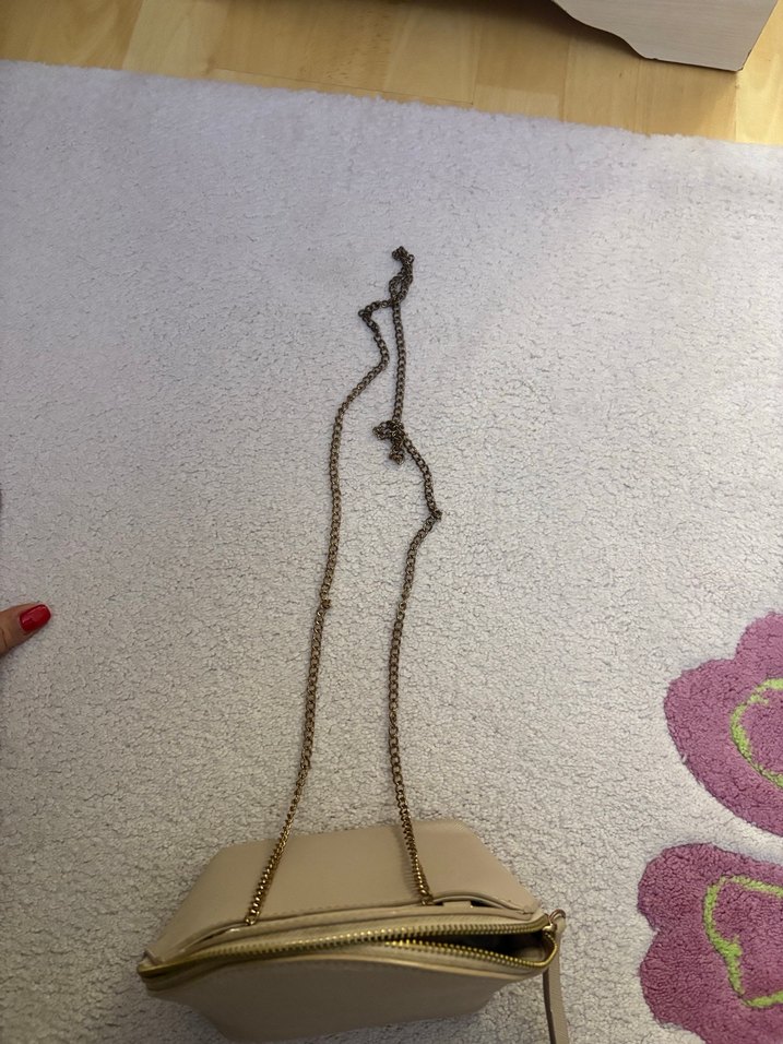 Bej Deri Fermuarlı Kadın Çantası - Görsel 2