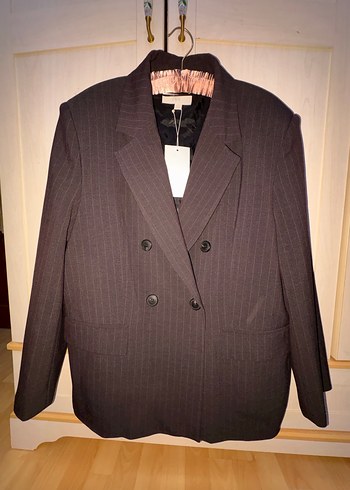 Düğmeli Kahverengi Kadın Blazeri - Görsel 6