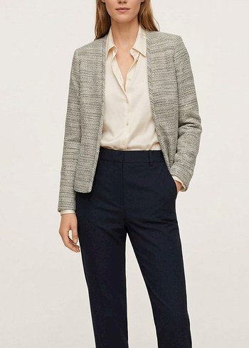 Mango Sikligin Ve Rahatligin Bulustugu Gri Melanj Blazer
