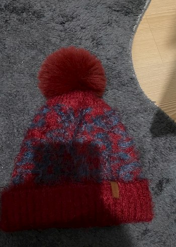 Kadın Yün Bere lacivert ve bordo kızıl - Görsel 3