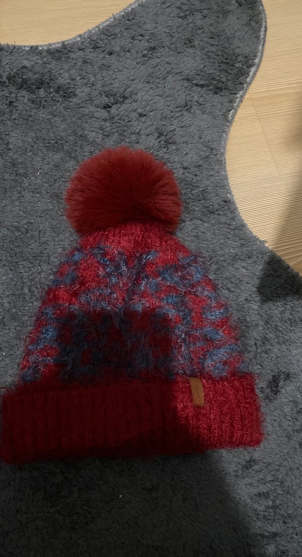 Kadın Yün Bere lacivert ve bordo kızıl - Görsel 3