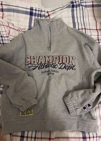 Tommy Hilfiger Champion Gri Yarim Fermuarli Sweatshirt