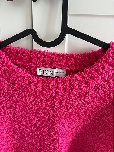 Dilvin fuşya crop kazak