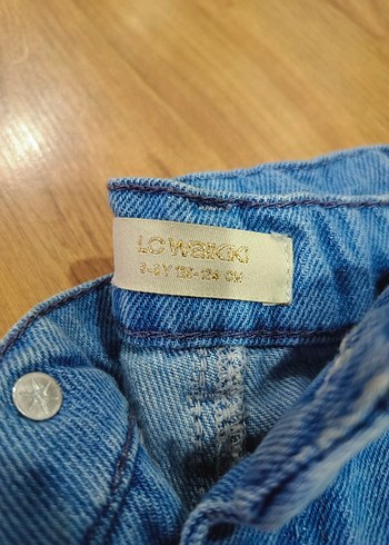 Düğmeli Mavi Parlak Denim Kız çocuk Jean