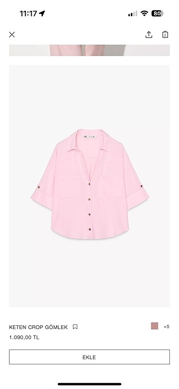 Zara Keten Crop Gömlek