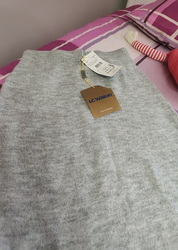 Gri Triko Midi  Etek - Görsel 2