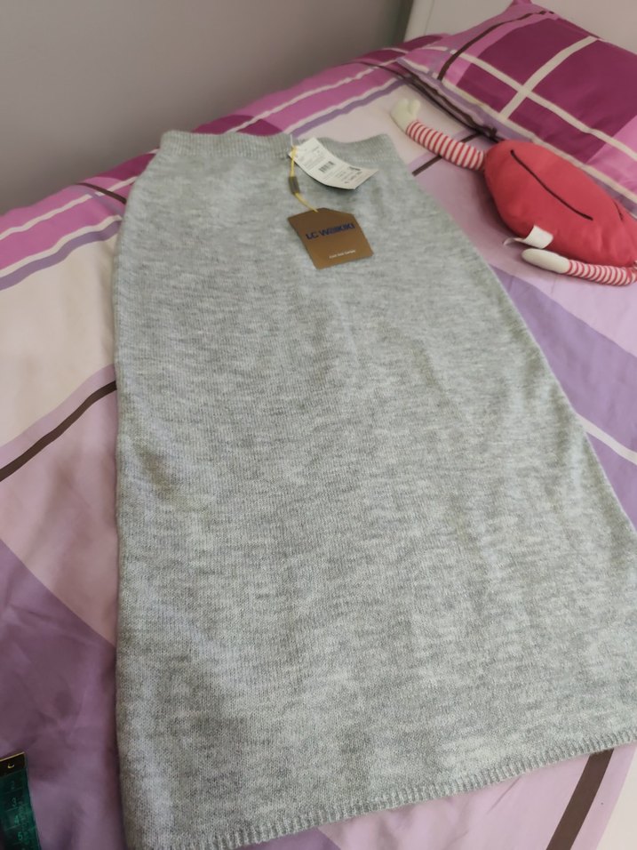 Gri Triko Midi  Etek - Görsel 3