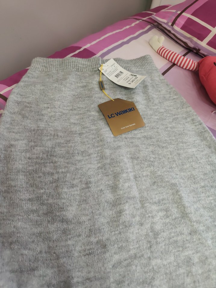 Gri Triko Midi  Etek - Görsel 2