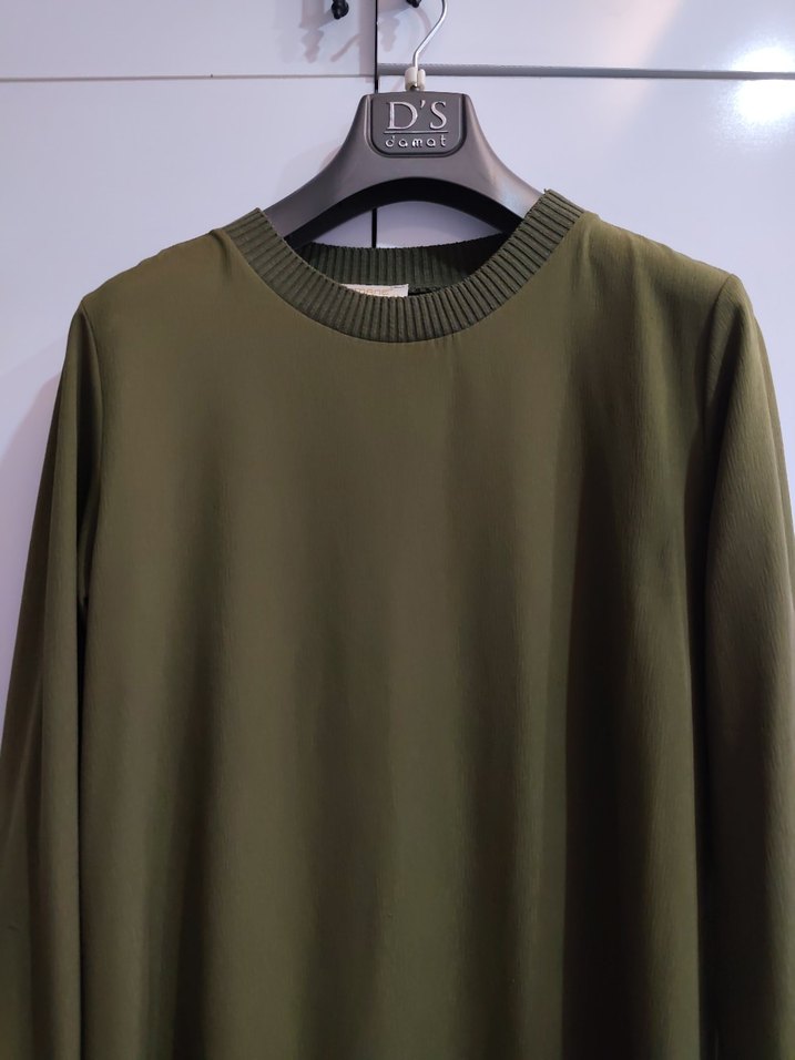 Kadın Haki Uzun Kollu Salaş Tunik - Görsel 2