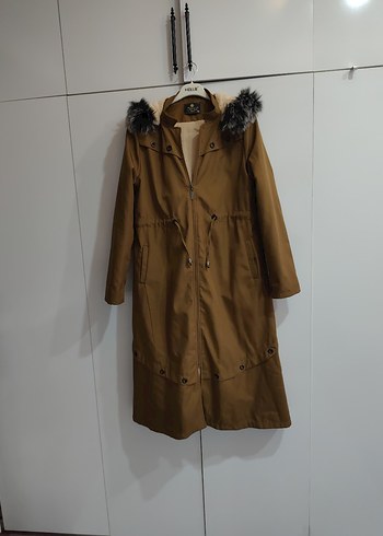 Kahverengi Uzun Kürklü Kadın Mont - Görsel 2