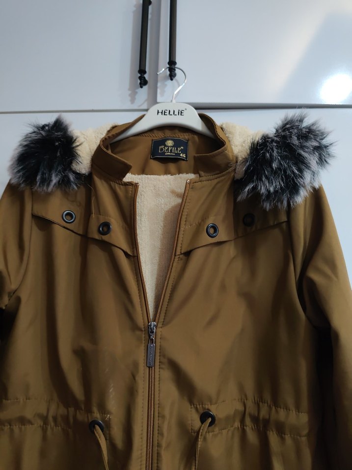 Kahverengi Uzun Kürklü Kadın Mont - Görsel 3