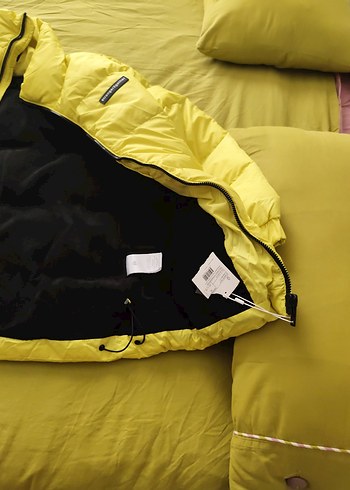 Sarı Fermuarlı erkek Kışlık Mont - Görsel 4