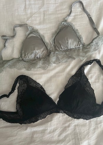 Gri ve Siyah Dantel Bralet Seti
