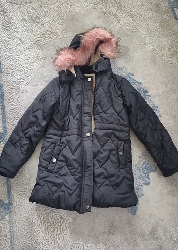 Diğer Koyu Siyah Kapusonlu Kapitone Kislik Mont